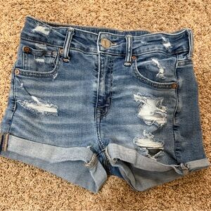 American Eagle Outfitters Blue Distressed Jean Shorts
